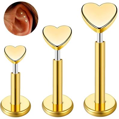 G23 Titan Piercing Set Ohr Helix Lippe Tragus Bar 16g Flat Back Studs