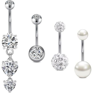 Chirurgenstahl Bauchnabelpiercing 316L 14G 12mm Stein 5mm
