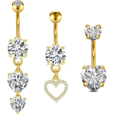 FECTAS Bauchnabelpiercing 10mm Chirurgenstahl Gold Silber Herz Schmetterling