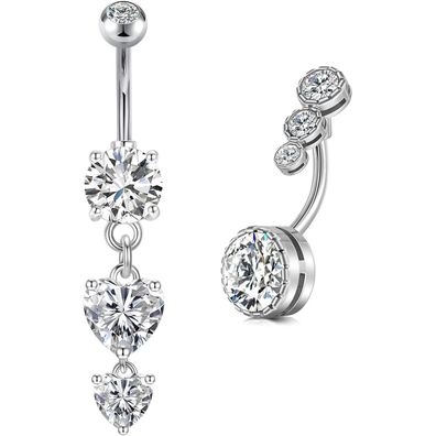 2stk Herz Bauchnabelpiercing 10mm Chirurgenstahl Silber Gold Piercing Schmuck