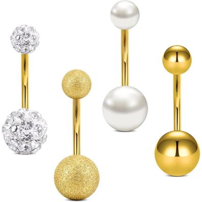 8er Set Bauchnabelpiercing 316L Chirurgenstahl Zirkonia Diamant 12mm Silber