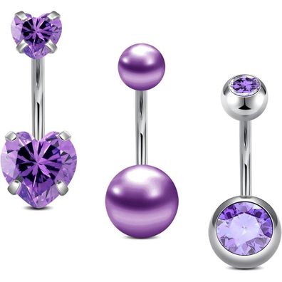 FECTAS 14G Bauchnabelpiercing Set 10mm Silber Chirurgenstahl Stein Damen
