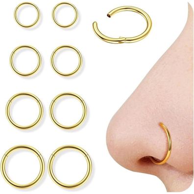 Nasenpiercing Ring Set 8stk 16G/18G 316L Chirurgenstahl Septum Helix Conch