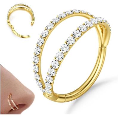 Nasenpiercing Ring CZ Nasenring Hoop Helix Piercing Gold Silber 18G/20G