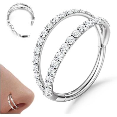 Nasenpiercing Ring CZ Helix Septum Piercing 18G/20G Gold Silber