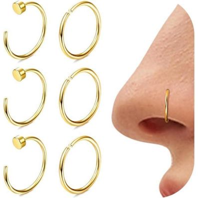 6stk Diamday Nasenpiercing Ring 316L Chirurgenstahl Fake Septum Helix Piercings