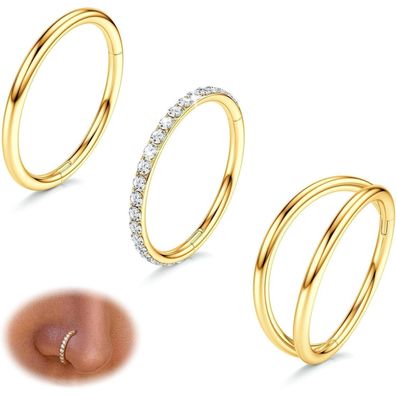 Nasenpiercing Ring 316L Chirurgenstahl CZ Conch Piercing 18G Gold Silber