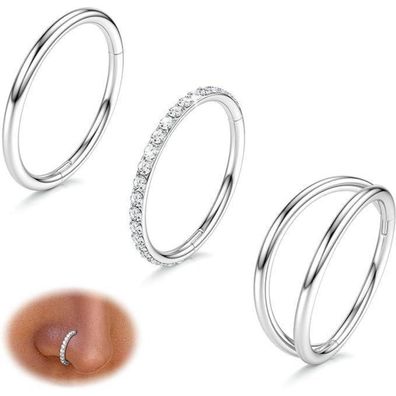 3stk Nasenpiercing Ring 316L Chirurgenstahl Helix Septum Piercing CZ Gold Silber
