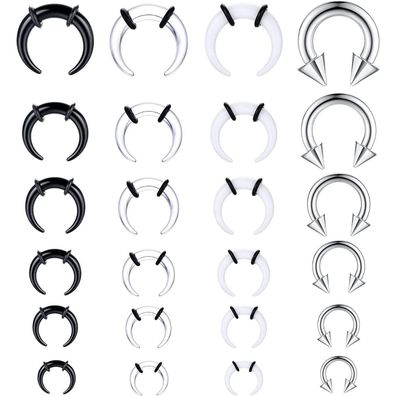 24Stück Acryl Pincher Tapers Septum Ringe Piercing Set Ohrknorpel Nasenringe