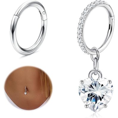 Diamday 2pcs Klicker Bauchnabelpiercing Damen Chirurgenstahl Piercing Schmuck