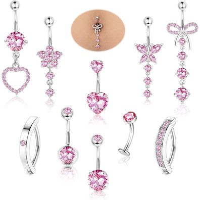Diamday 14G Bauchnabelpiercing Silber Gold CZ Clicker Piercing