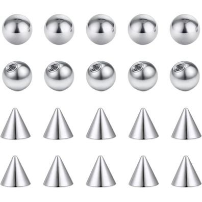 20er Piercing Kugel 1,2mm Chirurgenstahl 3mm Ersatzkugeln Schraubkugeln Set