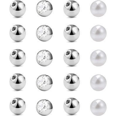 20er Piercing Kugel 1,2mm Chirurgenstahl 3mm Ersatzkugeln Set