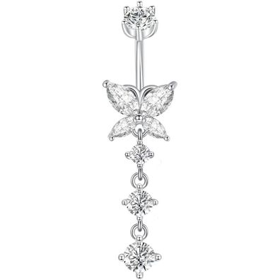 925 Sterling Silber Bauchnabelpiercing 10mm mit Anhänger Piercing 14G