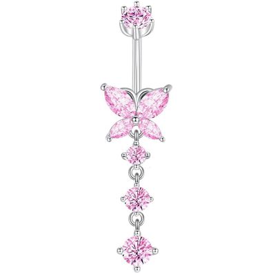 Sterling Silber Bauchnabelpiercing 10mm Zirkonia Anhänger 14G Piercing Damen