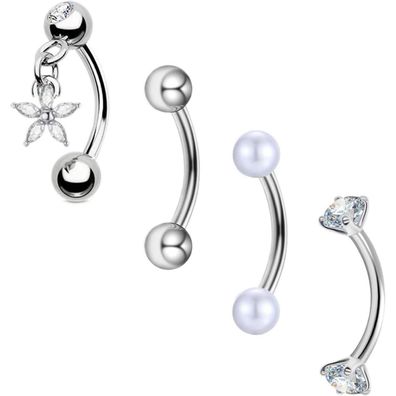 Augenbrauenpiercing Curved Barbell 1,2mm 8mm Chirurgenstahl Zirkonia