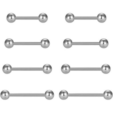 8stk Zungenpiercing Set 14G Edelstahl Piercing Zunge Tongue 12/14/16/18mm