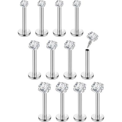 16G 12Pcs Helix Chirurgenstahl Ohr Nasen Tragus lippenpiercing labret Studs