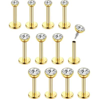 12PCS Chriscoco Piercing Set Chirurgenstahl Ohr Nasen Tragus Helix Lippe 6/8mm
