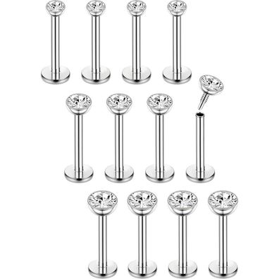 16G 12Pcs Helix Piercings Chirurgenstahl Ohr Nasen Tragus Lippen Labret 6/8mm
