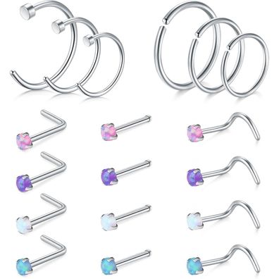 Avyring Silber Nasenpiercing Chirurgenstahl Piercing Set Zirkonia Frauen Männer