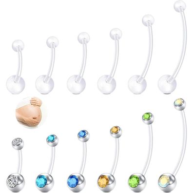 Avyring Schwangerschafts Bauchnabelstecker Silber Chirurgenstahl flexibel