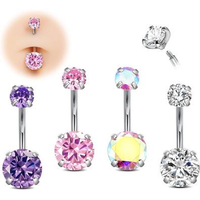 Avyring 14G Bauchnabelpiercing Set Silber Gold CZ Herz Rund Frauen Schmuck