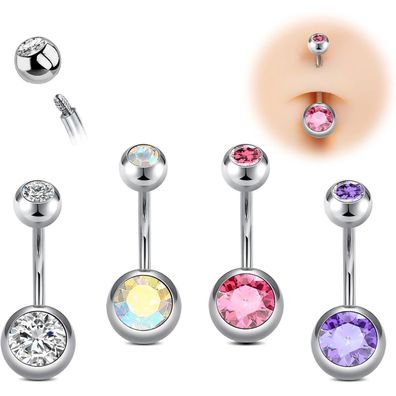 Bauchnabelpiercing Set 14G Chirurgenstahl CZ Herz Frauen Schmuck Silber Gold