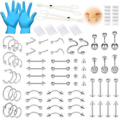 Avyring Piercing Set 99 Stück 14G 16G 18G 20G 316L Chirurgenstahl Nadeln