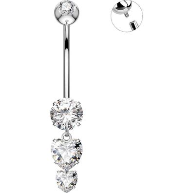 14G Titan G23 Bauchnabelpiercing Herzanhänger CZ Schmuck