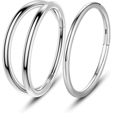 16G Silver Surgical Steel Cartilage Earrings Hoop 2pcs Helix Tragus Conch