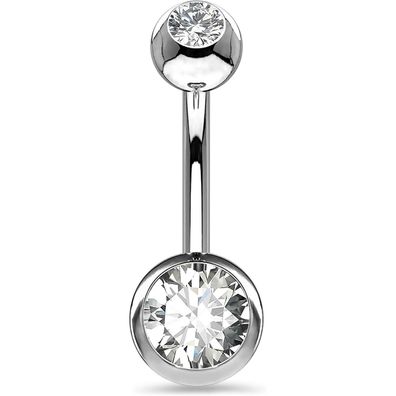 OUFER 14G Bauchnabelpiercing Titan 12mm CZ Kugeln Silber Belly Button Piercing