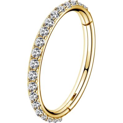 OUFER Bauchnabelpiercing 14g 8 10 12mm aufklappbar CZ Ring Gold Chirurgenstahl