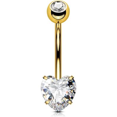 OUFER 14G Bauchnabelpiercing Titan Herz Piercing Bauchnabel Lang CZ Kugeln