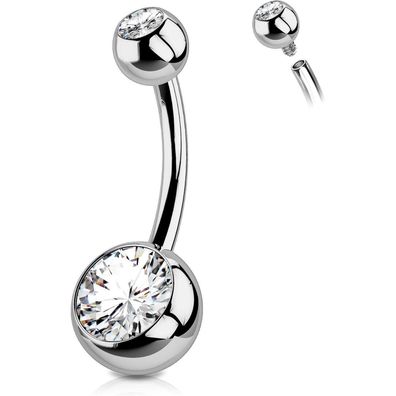 14G Titan Bauchnabelpiercing 10mm CZ Kugeln Belly Button Piercing Nabelring