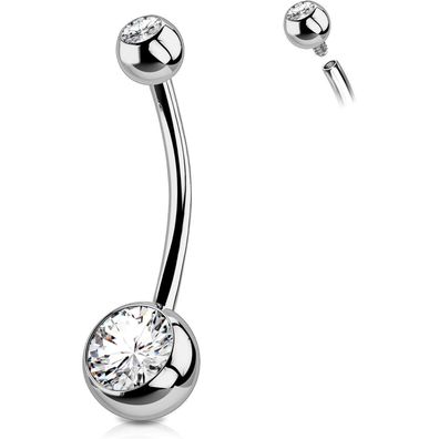 OUFER 14G Titan Bauchnabelpiercing 8mm 10mm 12mm 14mm CZ Kugeln Nabelring