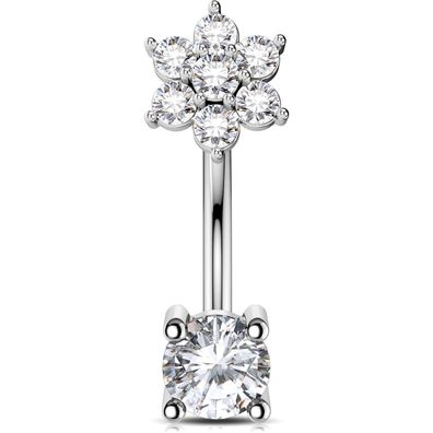 Blume Curved Barbell 16G 316L Edelstahl Knorpel Ohrpiercing 8mm Helix Klar CZ