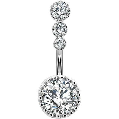 Bauchnabelpiercing 14G 316L Chirurgenstahl Silber CZ Rund Nabel Barbell 8 12