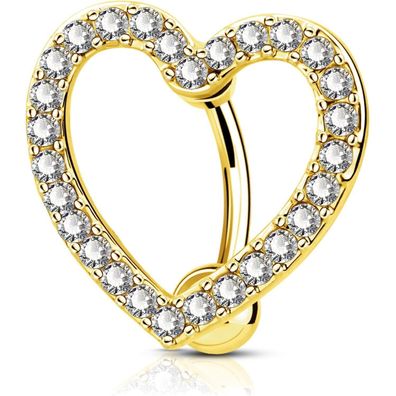 OUFER 14G Chirurgenstahl Bauchnabelpiercing Herz CZ 10mm Stablänge