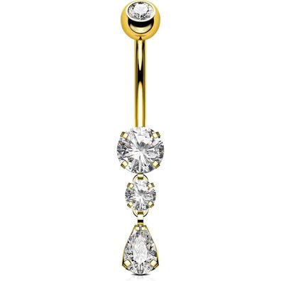 Titanium Teardrop Belly Button Ring 14G Navel Piercing Gold Jewelry