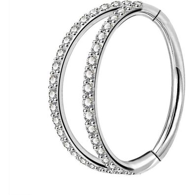 Helix Earrings Hoop Clear CZ 16G 316L Stainless Steel Cartilage Piercing 10mm