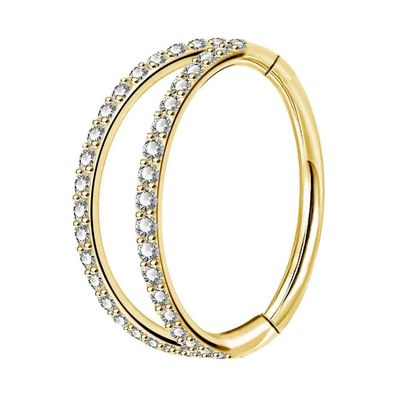 Helix Earrings Hoop Clear CZ Paved Septum Cartilage 316L Stainless Steel Gold