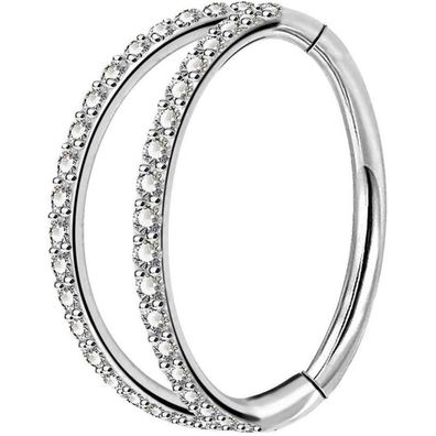Helix Hoop Earrings Clear CZ Paved Cartilage Piercing 16G Stainless Steel