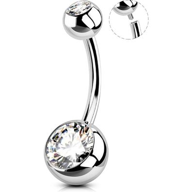 Bauchnabelpiercing 10 12 14 mm 14 G 316L Edelstahl lang Zirkonia