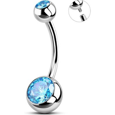 Bauchnabelpiercing Aqua CZ 316L Edelstahl Schmuck 14G 10/12/14/16mm Navel