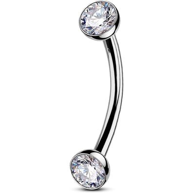 14G Titanium Curved Barbell Belly Button Piercing Navel Jewelry Clear CZ