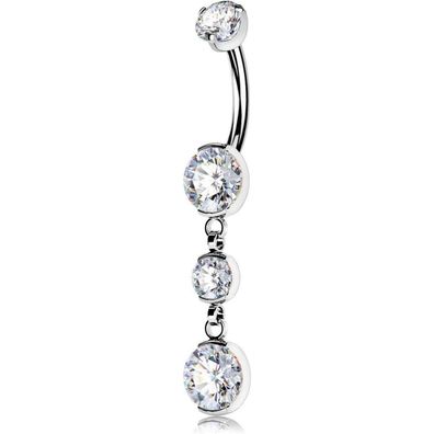 Bauchnabelpiercing Titan 14g transparent CZ Innengewinde 14g