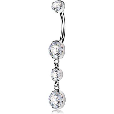 Bauchnabelpiercing Titan 14g transparent CZ internes Gewinde