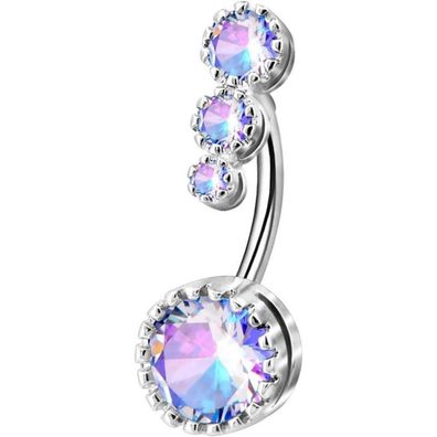 OUFER 316L Edelstahl Bauchnabelpiercing Clear CZ Nabelring 14G Belly Bar