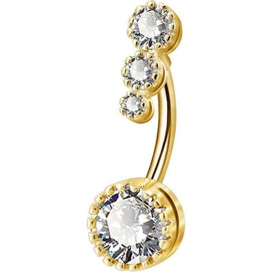 OUFER 316L Edelstahl Bauchnabel Piercing Clear CZ Navel Belly Bars 14g